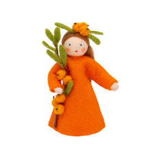 Seaberry Fairy (3" miniature standing felt doll, holding fruit)