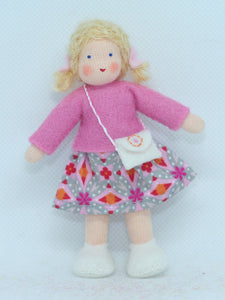 Girl Doll (3.5" miniature bendable felt doll, blonde, fair skin)