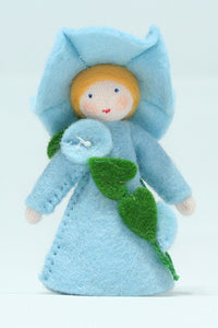 Morning Glory Fairy (2.5" miniature standing felt doll, flower hat)