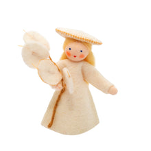 Silver Dollar Fairy (3" miniature standing felt doll, holding fruit)
