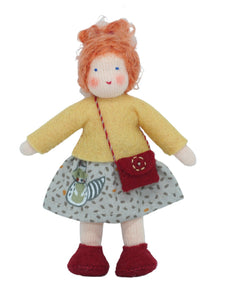 Girl Doll (3.5" miniature bendable felt doll, ginger, fair skin)