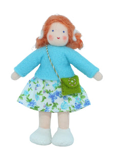 Girl Doll (3.5" miniature bendable felt doll, ginger, fair skin)