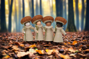 Brown Mushroom Fairy (handmade decorative felt doll) - Eco Flower Fairies LLC - Waldorf Doll Shop - Handmade by Ambrosius