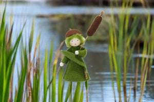 Cattail Fairy (handmade decorative felt doll) - Eco Flower Fairies LLC - Waldorf Doll Shop - Handmade by Ambrosius