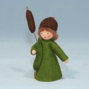 Cattail Fairy (handmade decorative felt doll) - Eco Flower Fairies LLC - Waldorf Doll Shop - Handmade by Ambrosius