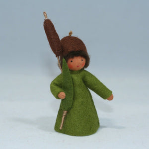 Cattail Fairy (handmade decorative felt doll) - Eco Flower Fairies LLC - Waldorf Doll Shop - Handmade by Ambrosius