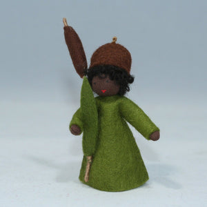 Cattail Fairy (handmade decorative felt doll) - Eco Flower Fairies LLC - Waldorf Doll Shop - Handmade by Ambrosius