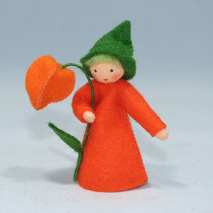 Chinese Lantern Fairy (handmade decorative felt doll) - Eco Flower Fairies LLC - Waldorf Doll Shop - Handmade by Ambrosius