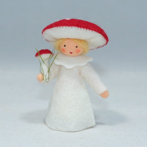 Fly Agaric Fairy (handmade decorative felt doll) - Eco Flower Fairies LLC - Waldorf Doll Shop - Handmade by Ambrosius