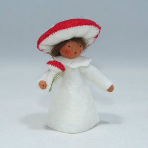 Fly Agaric Fairy (handmade decorative felt doll) - Eco Flower Fairies LLC - Waldorf Doll Shop - Handmade by Ambrosius