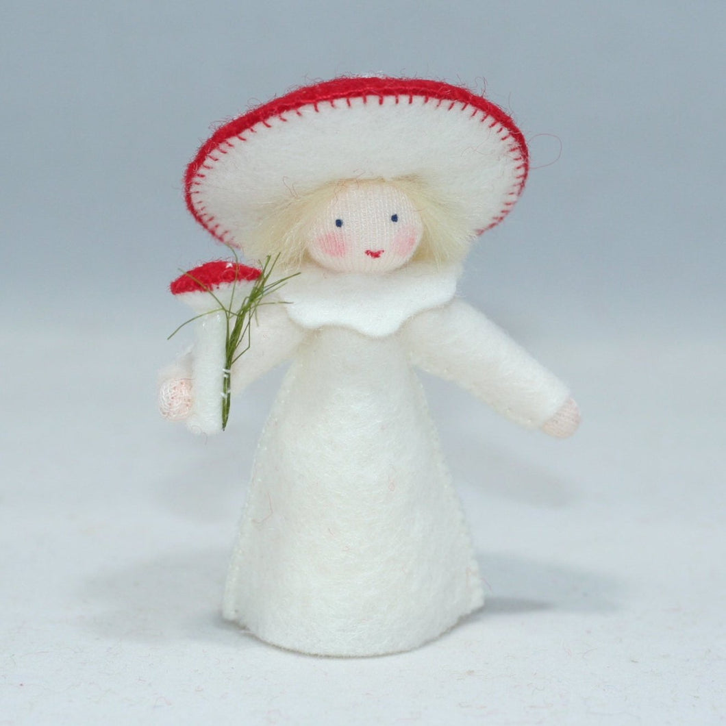 Fly Agaric Fairy (handmade decorative felt doll) - Eco Flower Fairies LLC - Waldorf Doll Shop - Handmade by Ambrosius