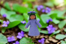 Sweet Violet Fairy (2.5" miniature standing felt doll, flower hat)