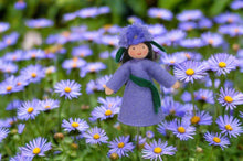 Alpine Aster Fairy (3" miniature standing felt doll, flower hat)