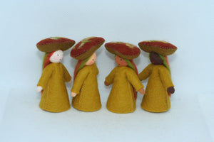 Mushroom Fairy (2.5" and 3.3" miniature standing felt doll, orange mushroom cap)