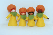 Pumpkin Fairy (2.5" and 3.3" miniature standing felt doll, pumpkin hat)