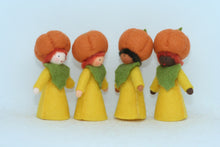Pumpkin Fairy (2.5" and 3.3" miniature standing felt doll, pumpkin hat)