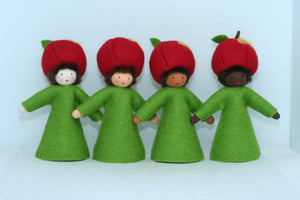Apple Prince (3" miniature standing felt doll, fruit hat)