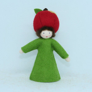 Apple Fairy (2.5" and 3.3" handmade decorative felt doll)