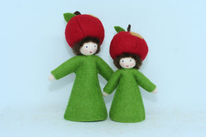 Apple Fairy (2.5" and 3.3" handmade decorative felt doll)