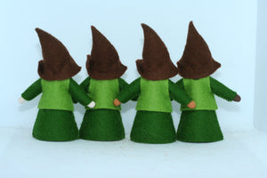 Forest Gnome Friends (3.5" set of three miniature standing felt dolls)