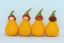 Pumpkin Pixies (2" and 3" miniature wrapped felt dolls)