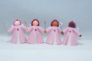 Pink Aurora Fairy (2.5" miniature hanging felt doll)
