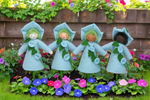 Morning Glory Fairy (3.5" miniature standing felt doll, flower hat)