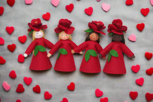 Red Rose Fairy (3.5" handmade decorative felt doll)