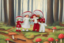 Mushroom Family (handmade bendable felt doll set) - Eco Flower Fairies LLC - Waldorf Doll Shop - Handmade by Ambrosius