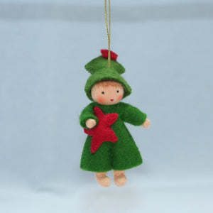 Christmas Tree Fairy (handmade decorative felt doll) - Eco Flower Fairies LLC - Waldorf Doll Shop - Handmade by Ambrosius