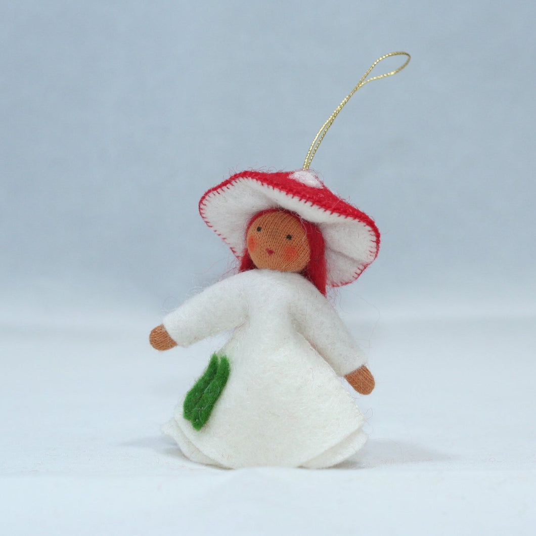 Red Mushroom Fairy (handmade decorative felt doll) - Eco Flower Fairies LLC - Waldorf Doll Shop - Handmade by Ambrosius