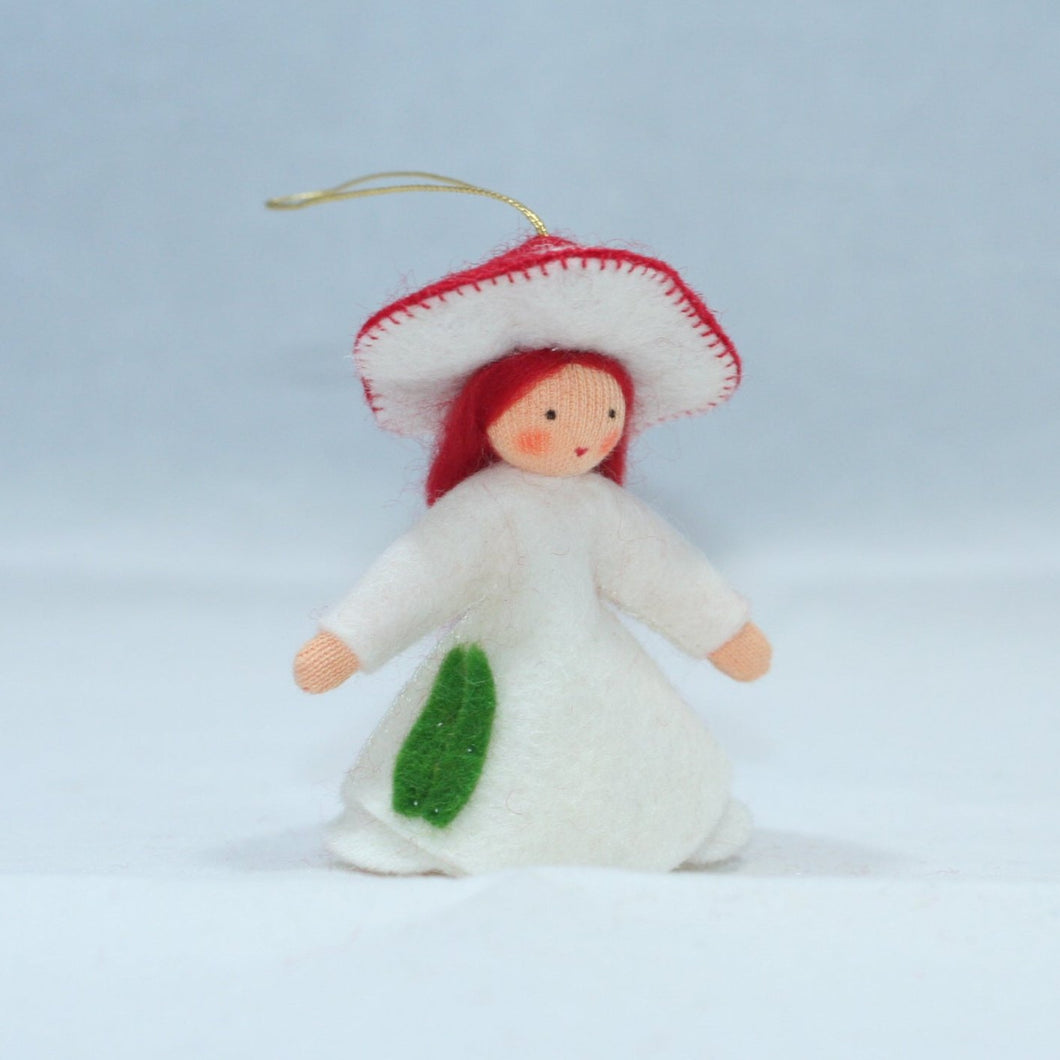 Red Mushroom Fairy (handmade decorative felt doll) - Eco Flower Fairies LLC - Waldorf Doll Shop - Handmade by Ambrosius