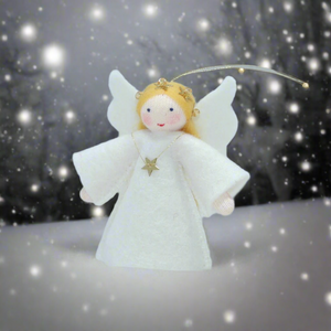 Christmas Angel (handmade decorative felt doll) - Eco Flower Fairies LLC - Waldorf Doll Shop - Handmade by Ambrosius