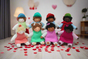 Be My Valentine! (2.5" handmade bendable felt doll)