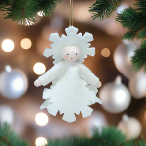 Snowflake Fairy (handmade decorative felt doll) - Eco Flower Fairies LLC - Waldorf Doll Shop - Handmade by Ambrosius