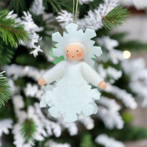 Snowflake Fairy (handmade decorative felt doll) - Eco Flower Fairies LLC - Waldorf Doll Shop - Handmade by Ambrosius