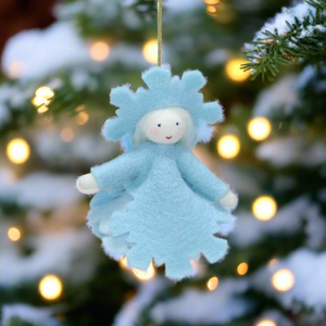 Snowflake Fairy (handmade decorative felt doll) - Eco Flower Fairies LLC - Waldorf Doll Shop - Handmade by Ambrosius