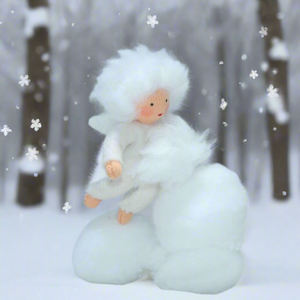 Snowflake Baby (handmade decorative felt doll) - Eco Flower Fairies LLC - Waldorf Doll Shop - Handmade by Ambrosius