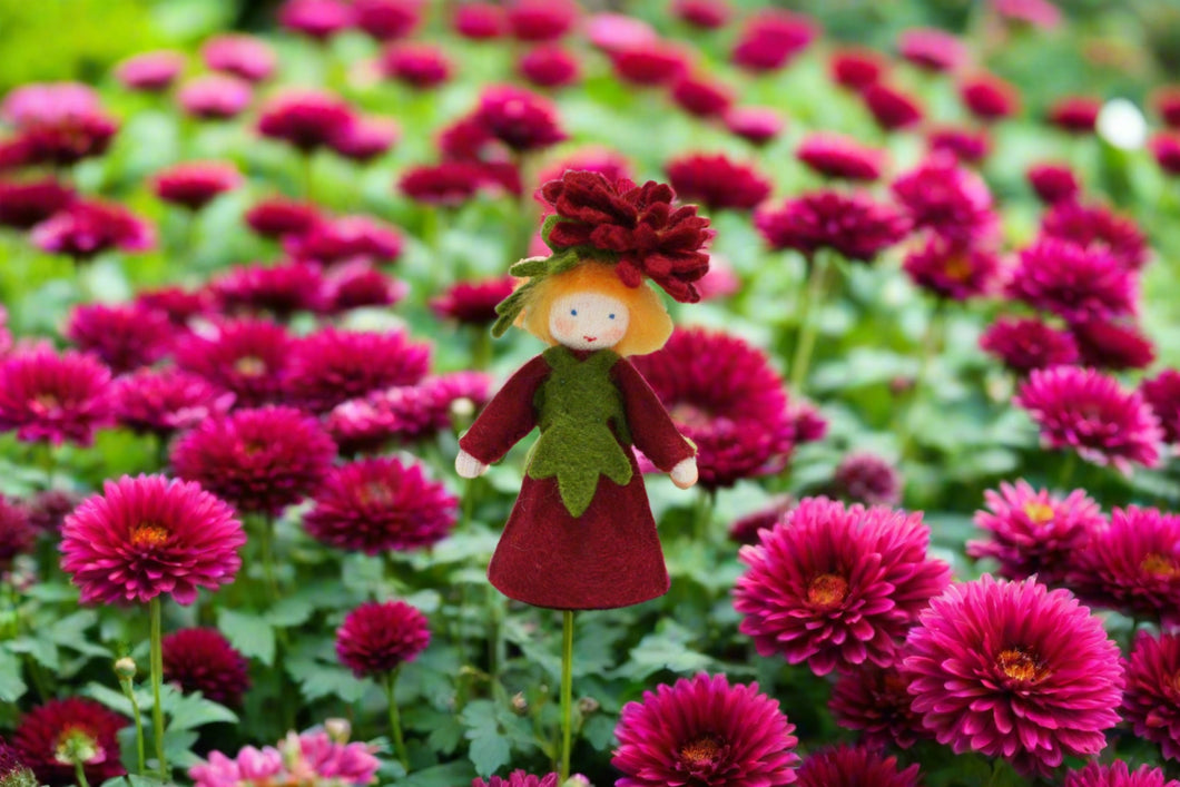 Chrysanthemum Fairy (handmade decorative felt doll) - Eco Flower Fairies LLC - Waldorf Doll Shop - Handmade by Ambrosius