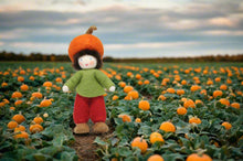 Pumpkin Child (3.5" handmade decorative felt doll)