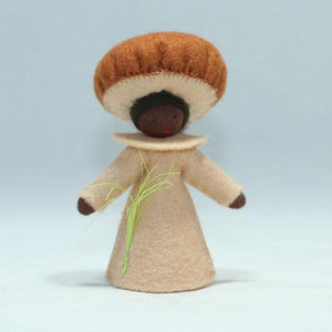 Brown Mushroom Fairy (handmade decorative felt doll) - Eco Flower Fairies LLC - Waldorf Doll Shop - Handmade by Ambrosius