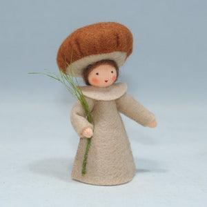 Brown Mushroom Fairy (handmade decorative felt doll) - Eco Flower Fairies LLC - Waldorf Doll Shop - Handmade by Ambrosius