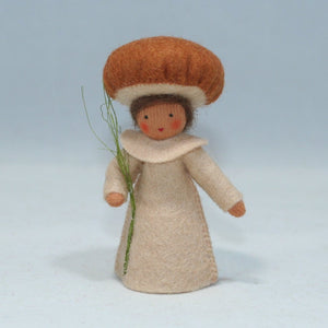 Brown Mushroom Fairy (handmade decorative felt doll) - Eco Flower Fairies LLC - Waldorf Doll Shop - Handmade by Ambrosius