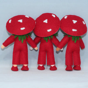 Mushroom Family (handmade bendable felt doll set) - Eco Flower Fairies LLC - Waldorf Doll Shop - Handmade by Ambrosius