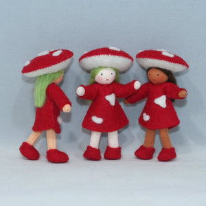 Mushroom Family (handmade bendable felt doll set) - Eco Flower Fairies LLC - Waldorf Doll Shop - Handmade by Ambrosius