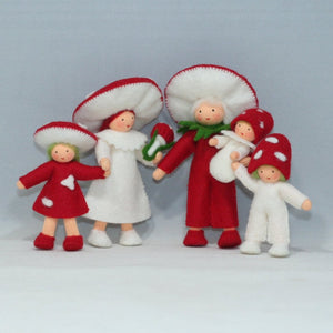 Mushroom Family (handmade bendable felt doll set) - Eco Flower Fairies LLC - Waldorf Doll Shop - Handmade by Ambrosius