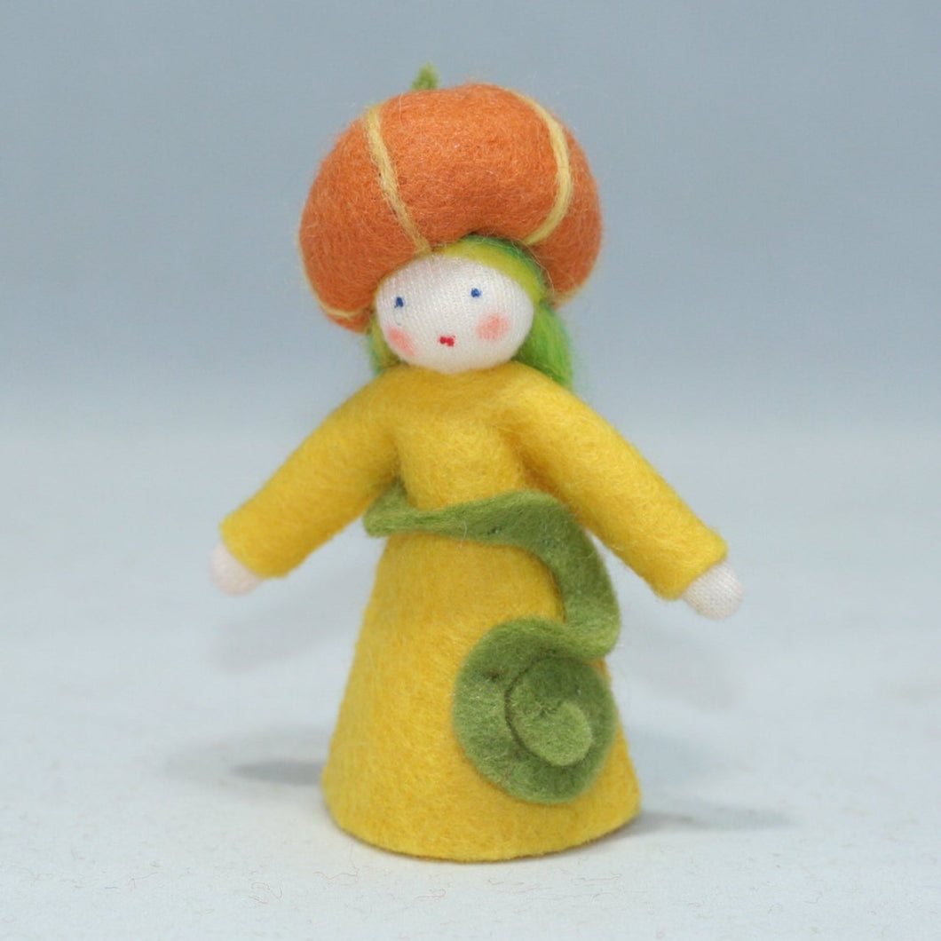 Pumpkin Fairy (handmade decorative felt doll) - Eco Flower Fairies LLC - Waldorf Doll Shop - Handmade by Ambrosius