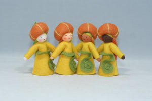 Pumpkin Fairy (handmade decorative felt doll) - Eco Flower Fairies LLC - Waldorf Doll Shop - Handmade by Ambrosius