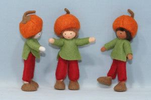 Pumpkin Siblings (handmade bendable doll set) - Eco Flower Fairies LLC - Waldorf Doll Shop - Handmade by Ambrosius