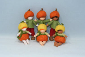 Pumpkin Siblings (handmade bendable doll set) - Eco Flower Fairies LLC - Waldorf Doll Shop - Handmade by Ambrosius